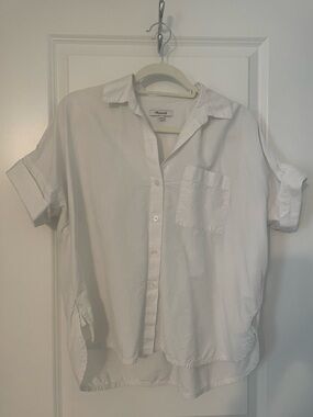 Madewell Oversized Lightweight Cotton Linen Blend White Button-Up Shirt Sz S